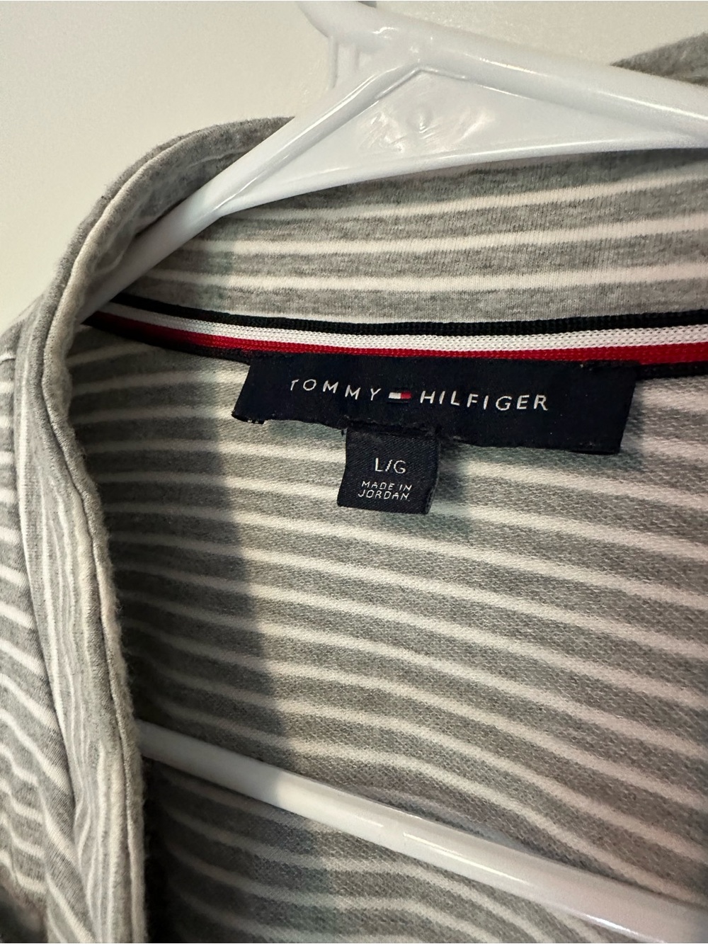 Tommy Hilfiger Gray and White Striped Double-Breasted Knit Blazer - Picture 3 of 6